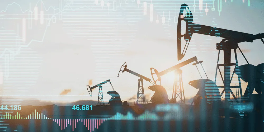 Evolución de los mercados financieros 2026 Plataformas petrolíferas trabajando